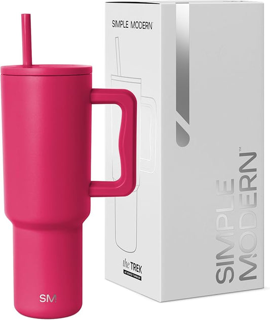 Simple Modern 40 oz Trek Tumbler with Handle and Straw Lid | Cup Holder Friendly Insulated Stainless Steel Travel Mug | Berry Twist (Pack of 12)