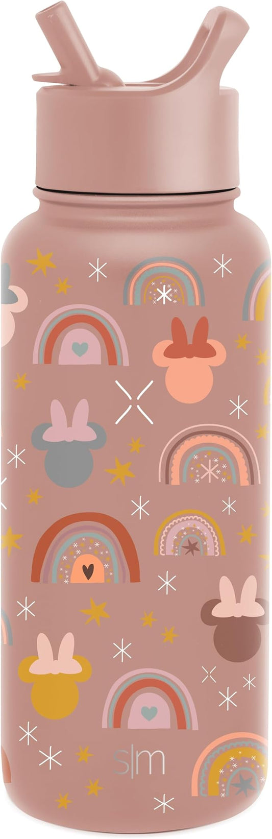 Simple Modern Disney Minnie Mouse Water Bottle with Straw Lid Vacuum Insulated Stainless Steel Metal Thermos | Gifts Reusable Leak Proof Flask for Gym, Travel | Summit Collection | 32oz
