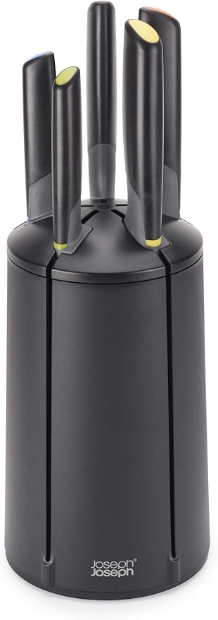 Joseph Joseph 10527 Elevate Knives Carousel Knife Set with Rotating Storage Stand, 6-piece, Black (updated)