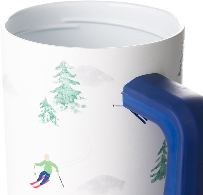 Simple Modern 40 oz Tumbler with Handle and Straw Lid | Leak-Proof Insulated Stainless Steel Water Bottle Travel Mug Cupholder Use | Gifts for Women Men Him Her | Trek Signature | Downhill Skiing