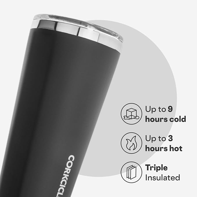 Corkcicle Classic Tumbler - Keeps Drinks Cold for 9 Hours & Hot for 3 - Triple-Insulated Stainless Steel - Holiday Tumbler Gift - 16 oz - Matte Black