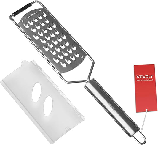 Professional Zester Grater Extra Coarse for Potato, Zucchini, Carrot, Apple, Cabbage and Cheese, Kitchen Grater with Razor-Sharp Stainless Steel Blade (Extra Coarse)