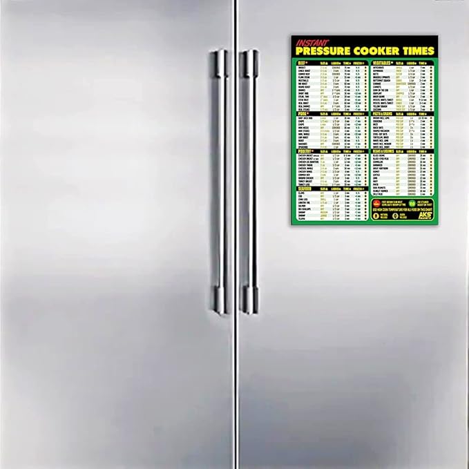 Instant Pot Magnetic Cheat Sheet - Extra Large Easy to Read 8.5” x 11” Pressure Cooker Kitchen Accessory - Instapot Cooking Times Quick Reference Guide Fridge Magnet - Cook Healthy & Tasty Meals Fast
