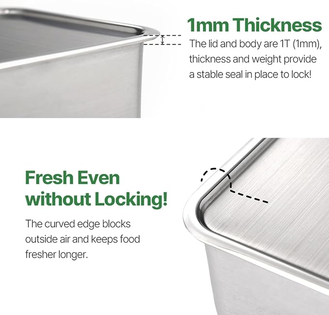 CuBE 6PCS Set Stainless Steel Food Storage Containers With Lids with 3 Net Kitchen Appliances Dishwasher Safe Premium South Korea