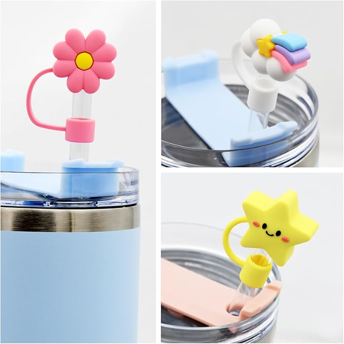Straw Cover Cap for Stanley Cup,Straw Topper Compatible for 30&40 Oz Tumbler with Handle,10mm 0.4in Dust-Proof Reusable Straw Tips Lids,Straw Tip Covers for Christmas Gifts, MEITESTI-09012