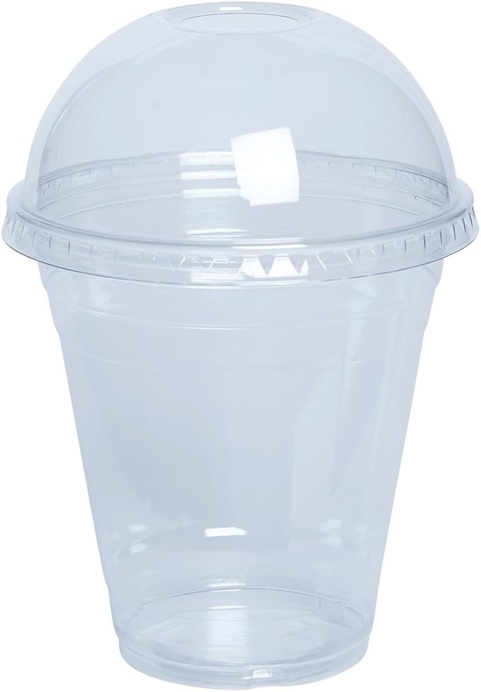 GUSTO [12 oz. - 100 Count Clear Plastic Cups With Dome Lids - Perfect for Smoothies, Milkshakes, and To-Go Beverages (Formerly Comfy Package)
