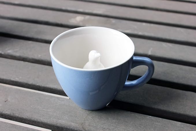 Creature Cups Penguin Ceramic Mug – 11 oz Ice Blue Coffee Cup with Hidden 3D Penguin Inside – Unique Gift for Coffee, Tea & Animal Lovers