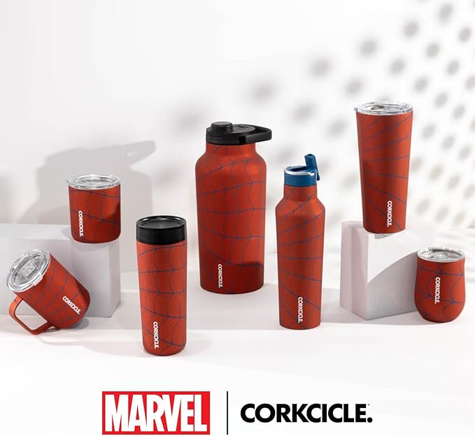 Corkcicle Disney Tumbler - Triple-Insulated Stainless Steel - Keeps Drinks Cold 9 Hours - Spill-Proof Lid - Reusable - Summer Drinkware Gift - Keeps Drinks Ice Cold - 24 oz - Spider-Man