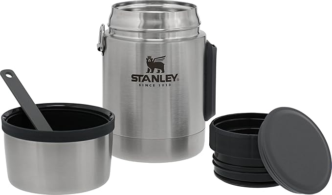 Stanley Classic Food Jar and Spork 18 oz | Vacuum Insulated Food Container | Wide Mouth Screw On Lid | Packable for Travel | Stainless Steel with Leakproof Lid | BPA-Free | Stainless Steel