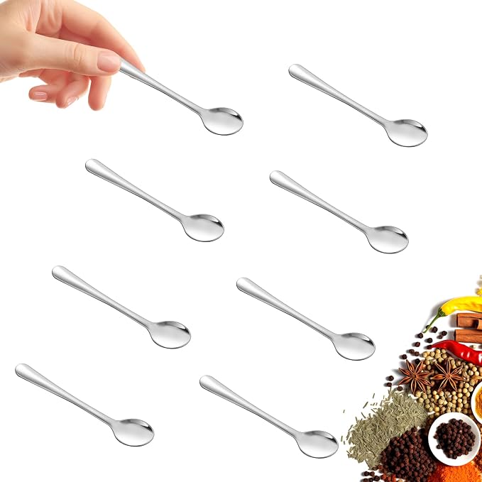 8 PCS Mini Spoons for Desserts, And Tasting, Small Stainless Steel Tiny Spoons by Unknown