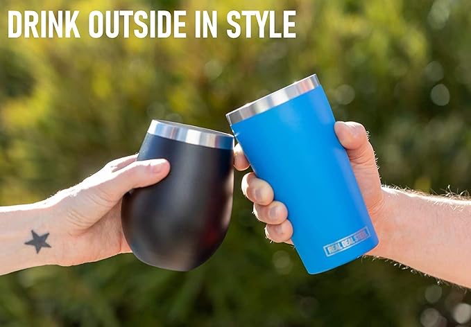 Stainless Steel Unbreakable Wine Tumblers: Stemless Camping Wine Glasses, NO LIDS, Cool Outdoor 18 oz Metal Wine Glass Set of 4 - Portable for Pool, Picnic - Drinking Cups for Outdoors