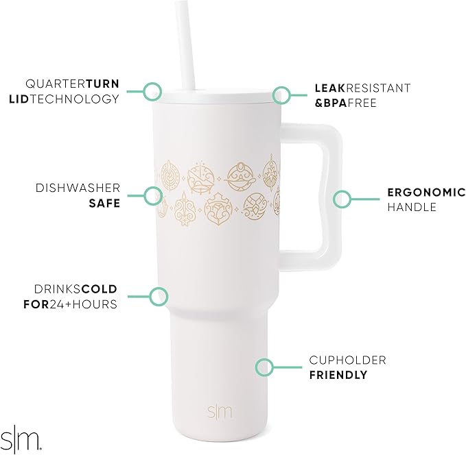 Simple Modern Disney 40 oz Tumbler with Handle and Straw Lid | Insulated Reusable Stainless Steel Water Bottle Travel Mug | Gifts for Women Men Him Her | Trek Collection | 40oz | Seal of a Princess