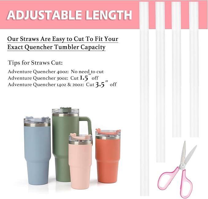 Silicone Straw Replacement compatible with Stanley Cup, with Reusable Stopper Cover, 6-piece set Accessories Fit Stanley Quencher H2.0 14/20/30/40 oz Tumbler with Handle