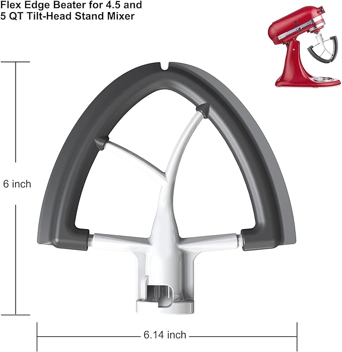 Flex Edge Beater for KitchenAid Mixer, 4.5-5 Quart for Kitchenaid Mixer Attachments, Fits Tilt-Head for Kitchenaid Paddle with Scraper for Kitchen Aid Accessories and Attachments by HOZODO