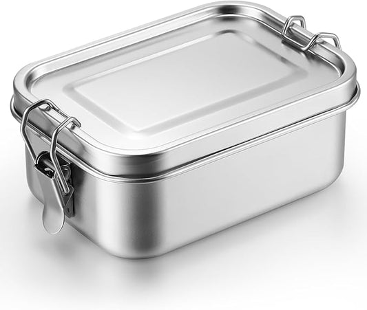 Umigy 1 Pcs Stainless Steel Food Containers 1400ml Metal Bento Lunch Box Stainless Steel Food Storage Containers, Lockable Clips to Leak Proof, Reusable Dishwasher Snack Boxes for Work