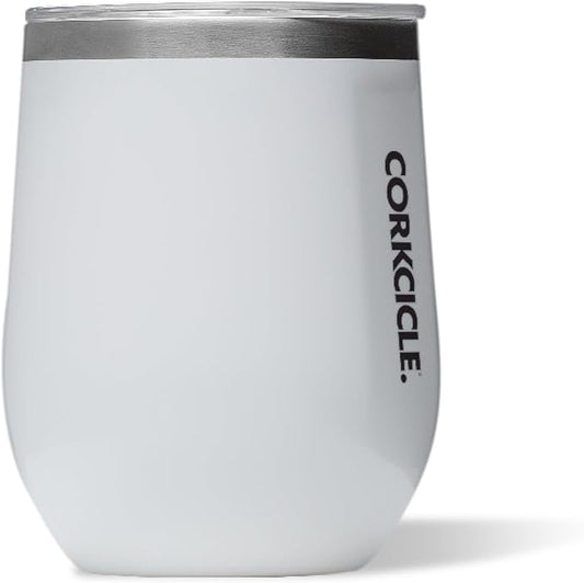 Corkcicle Stemless Wine Tumbler - Keeps Drinks Cold for 6 Hours - Triple-Insulated Stainless Steel - Non-Slip Base - Summer Drinkware Gift - Keeps Drinks Ice Cold - 12 oz - Gloss White