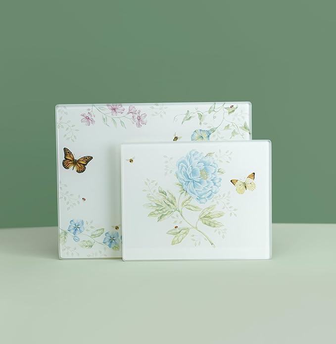 Lenox Butterfly Meadow Large Glass Cutting Board, 2.95 LB, Multi