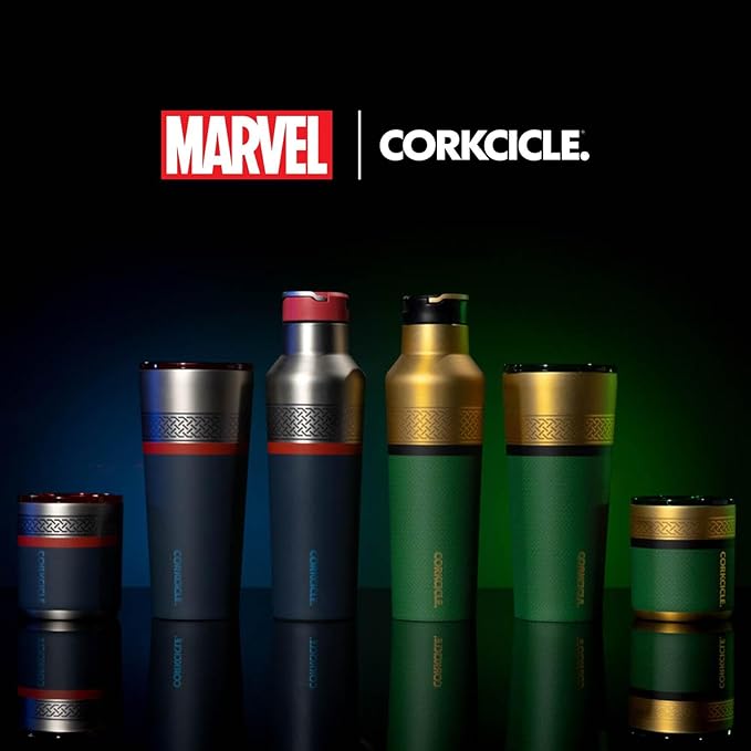 Corkcicle Disney Tumbler - Triple-Insulated Stainless Steel - Keeps Drinks Cold 9 Hours - Spill-Proof Lid - Reusable - Summer Drinkware Gift - Keeps Drinks Ice Cold - 24 oz - Thor