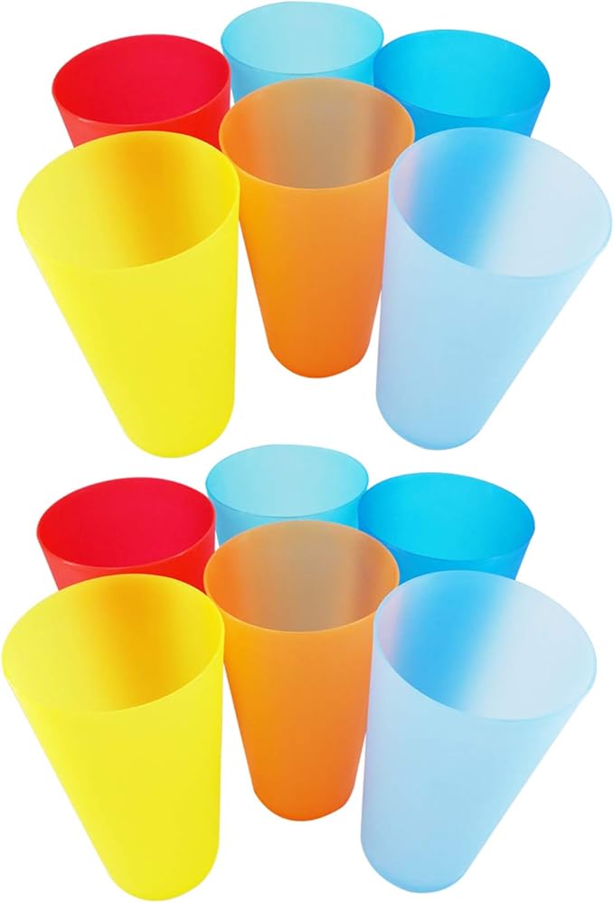 Reusable Plastic Cups 32 oz - Large Cups Dishwasher Safe - BPA Free Plastic Tumblers Drinking Glasses set of 12 - Unbreakable Big Cup for Kitchen Party Camping Outdoor