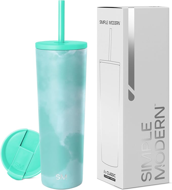 Simple Modern Classic Tumbler with Lid and Straw | Insulated Iced Coffee Cup Reusable Stainless Steel Water Bottle Travel Mug | Gifts for Women Men Her Him | 28oz | Ocean Tide