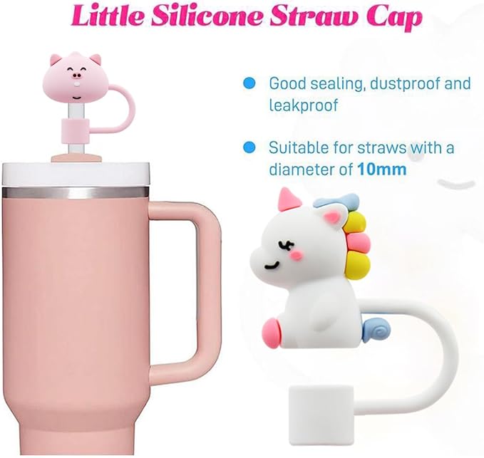 Straw Cover Cap for Stanley Cup,Straw Topper Compatible with 30&40 Oz Tumbler with Handle,10mm 0.4in Dust-Proof Reusable Straw Tips Lids,Straw Tip Covers Gift Decoration