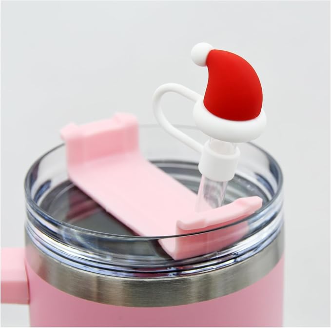 Straw Cover Cap for Stanley Cup,Straw Topper Compatible for 30 and 40 Oz Tumbler with Handle,10 mm 0.4 in Reusable Straw Tips Lids,Straw Tip Covers for Christmas Gifts