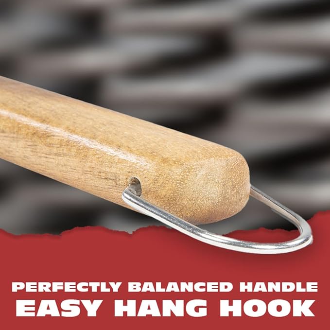 BBQ-AID Pro BBQ Metal Spatula - 17" Barbecue Spatula Stainless Steel with Serrated Knife Edge - Acacia Wood Handle - Heavy Duty Built to Last