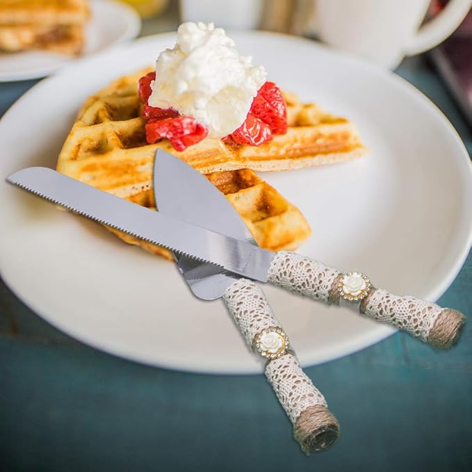 Rustic Wedding Cake Serving Set,Bride and Groom Cake Cutting Utensils,Pizza Pie Cake Knife and Server Set Pie Cake Serving Set Pie Cake Pizza Shovel Cutter