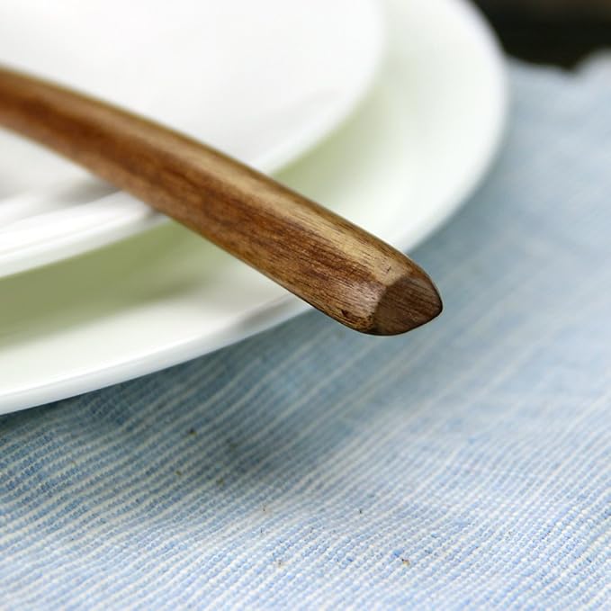 AOOSY Spoons, Wooden Spoons for Eating, 6 Pieces Japanese Natural Plant Ellipse Wooden Ladle Spoon Set for Cooking Mixing Stirring Honey Tea Soda Dessert Coconut Bowl Nonstick Pots Kitchen