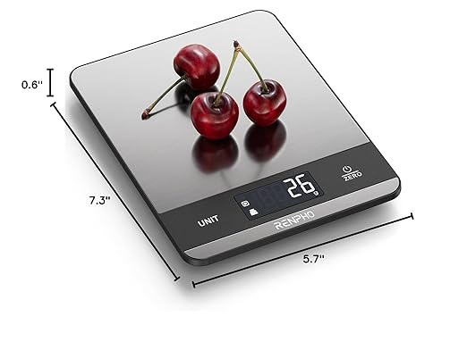 Food Scale, RENPHO Kitchen Scale 11lb, Baking Scale with 7 Units, Kitchen Scales Digital Weight Grams and Ounces, Cooking Scale for Weight Loss, Stainless Steel, Calibra 2