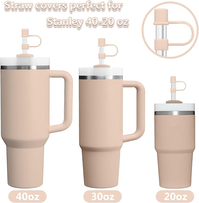 6PCS Silicone Straw Covers Cap Compatible with Stanley Cup 30-40 oz Tumbler with Handle 10mm Straw Toppers Reusable Cover for Stanley Cup Accessories（Fleshy-Pink）