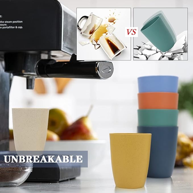 Homienly Wheat Straw Cups - Set of 6 Unbreakable Drinking Cups - 20 oz Reusable Dishwasher Safe Water Glasses - Kitchen Tumblers