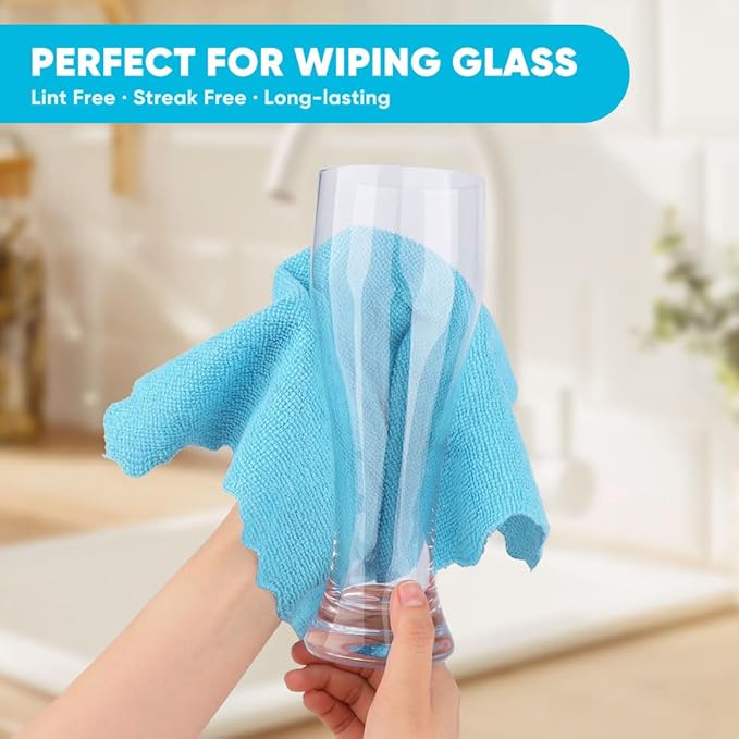 Orighty Microfiber Cleaning Cloth, 24 Pack Highly Absorbent Cleaning Rags, Household Cleaning Supplies, Reusable Lint Free Cloths Microfiber Rag for House, Kitchen, Car Care, 11.5 x11.5 inch