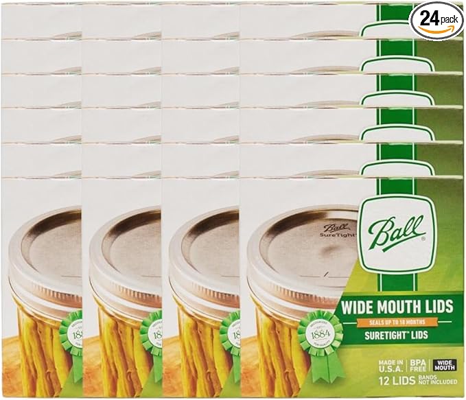 Ball Mason Jar Lids, Wide Mouth, 12 CT (Pack of 24)