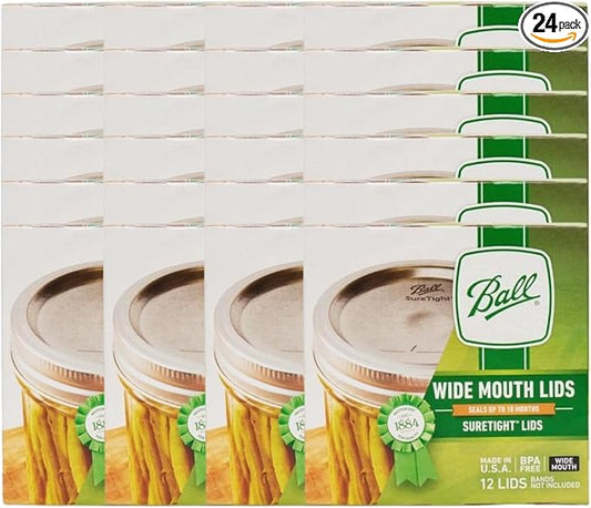 Ball Mason Jar Lids, Wide Mouth, 12 CT (Pack of 24)
