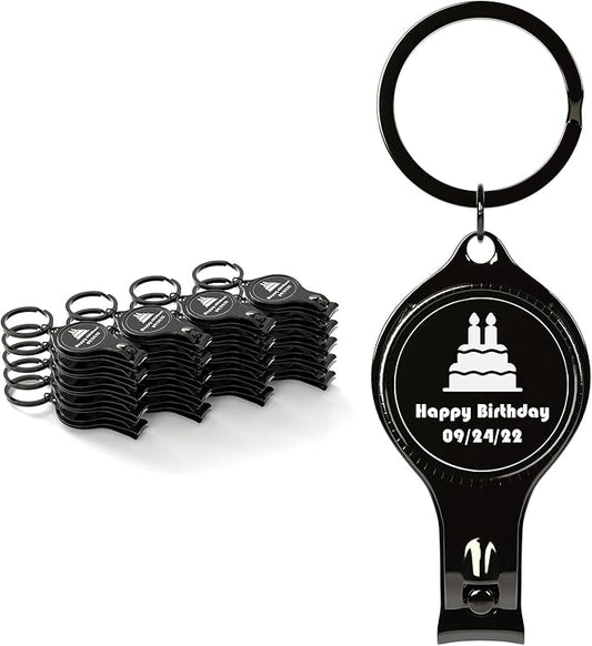 30pcs Personalized 4 in 1 Multi Function Bottle Opener, Nail Clipper, Wedding Favors Brewery, Private Customized, Black, Multitool Gifts for Men
