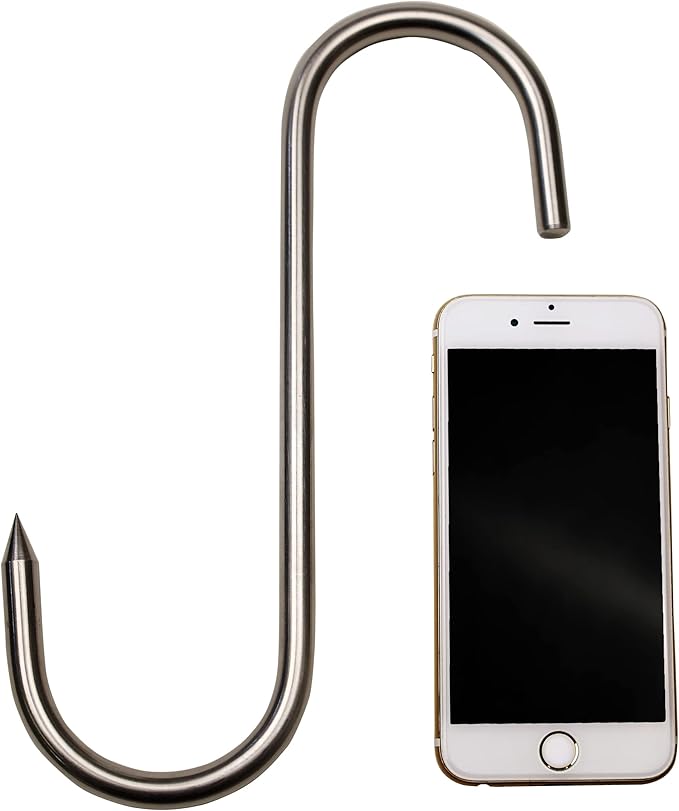ARTOYS Meat Hooks for Butchering,5 PCS(10 inches 10mm) Heavy-Duty 304 Stainless Steel Meat Hook for Hanging Beef, Pork, Game, Moose - Strong & Sharp Butcher Hook with 1000 lbs Capacity