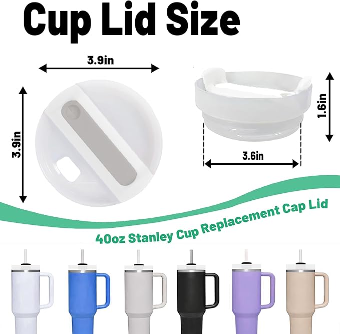 40 OZ Tumbler Lid Replacement - 2 Pack Replacement Lids Fit for Stanley Travel Tumbler, Spill Proof Tumbler Covers (Opaque - Frost)