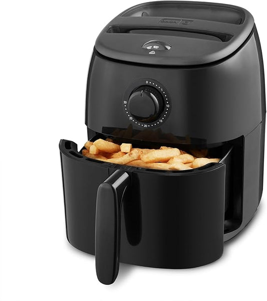 DASH Tasti-Crisp™ Electric Air Fryer Oven, 2.6 Qt., Black – Compact Air Fryer for Healthier Food in Minutes, Ideal for Small Spaces - Auto Shut Off, Analog, 1000-Watt