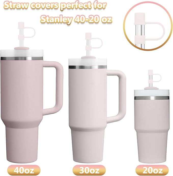 6PCS Silicone Straw Covers Cap Compatible with Stanley Cup 30-40 oz Tumbler with Handle 10mm Straw Toppers Reusable Lid Cover for Stanley Cup Accessories（Colorful 2）