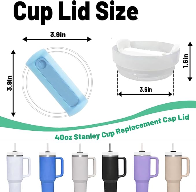 40 OZ Tumbler Lid Replacement Fit for Stanley Cup, 2 Pack Clear Replacement Lids Fit for Stanley Travel Tumbler, Spill Proof Tumbler Covers for Stanley Cup Accessories (Clear - Azure)