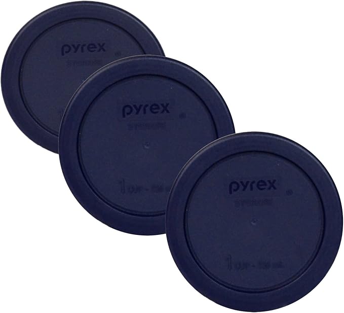Pyrex 7202-PC 1-Cup Dark Blue Lid, Made in USA (3-Pack)