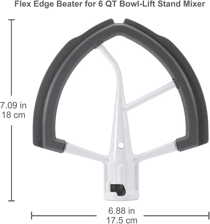 Flex Edge Beater for Kitchen Aid Mixer 6 Quart Bowl-Lift Stand Mixer Bowls, 6 QT Flat Edge Beater with Flexible Silicone Edges Bowl Scraper