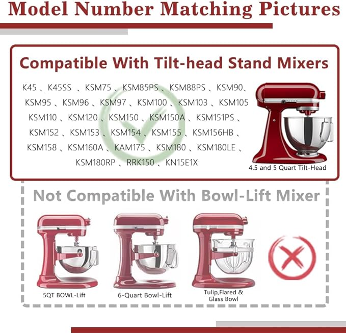 Beater for KitchenAid 4.5/5QT Tilt Head Stand Mixer, Stainless Steel Mixer Paddle for 4.5/5 Quart Tilt Head Stand Mixer, Mixer Attachment for KitchenAid, Dishwasher Safe, Silver