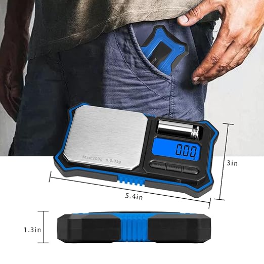 Fuzion Digital Pocket Scale, 200g x 0.01g Jewelry Gram Scale, 6 Units Conversion, LCD Back-Lit Display, Use for Jewelry/Medicine/Food/Powder/Coins(Battery Included)