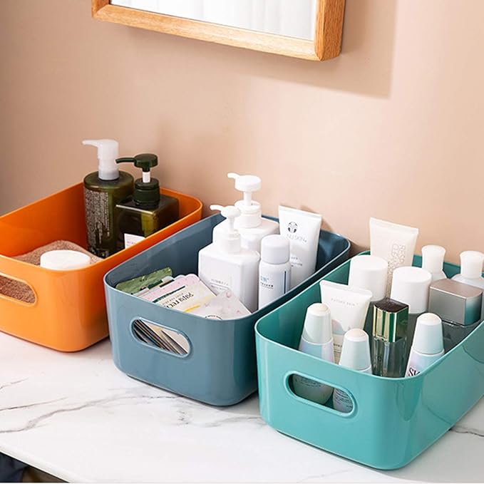 OWill 7 Pcs 2.1 L Plastic Storage B-ins and Baskets for Efficient Home Classroom Organization Small Containers in Multicolour for Kitchen, Cupboard box, and Bathroom Organizer on Shelves and Tubs