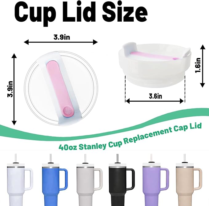 40 OZ Tumbler Lid Replacement Fit for Stanley Cup, 2 Pack Replacement Lids Fit for Stanley Travel Tumbler, Spill Proof Tumbler Covers for Stanley Cup Accessories (Opaque - Pink)