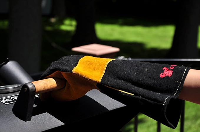 G & F Premium Leather BBQ Gloves, Heat & Fire Resistant, Suede Palm, Puncture & Cut Resistant, Cotton Lining, Ideal for Grilling, Animal Handling, Gardening, Thorn Pruning, Fire Pit & Outdoor Work
