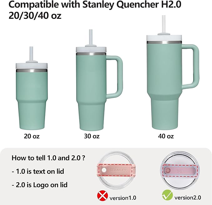 Silicone Spill Stopper Set Compatible with Stanley Cup 2.0 30oz & 40oz with Straw Cover, Set of 4