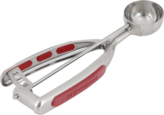 KitchenAid Cookie Dough Scoop, Stainless Steel with Soft-Grip Handle, Easy Squeeze Release, Dishwasher Safe, 1.5 Tbsp Capacity, 8.25-Inch